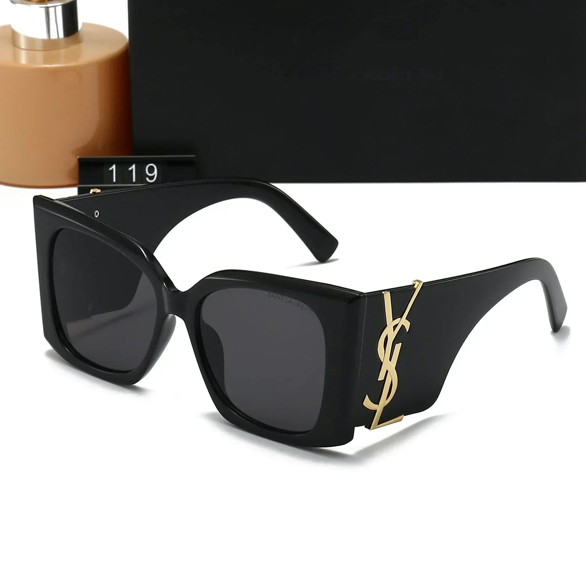Oversized Black Gold Accent Sunglasses