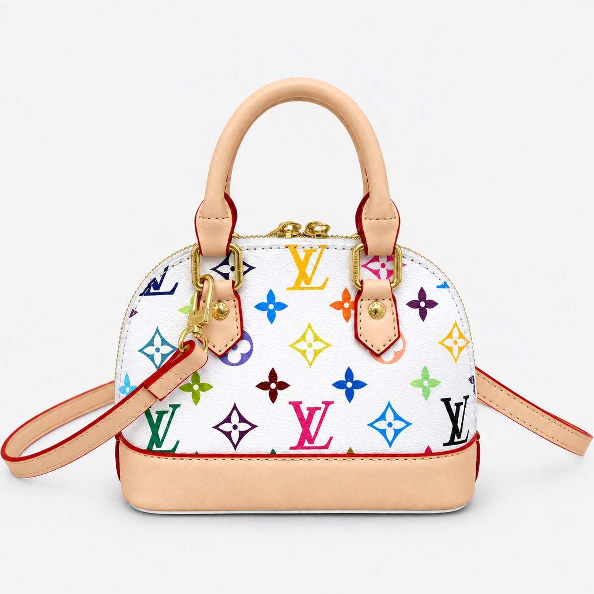 White Leather  Satchel Bag