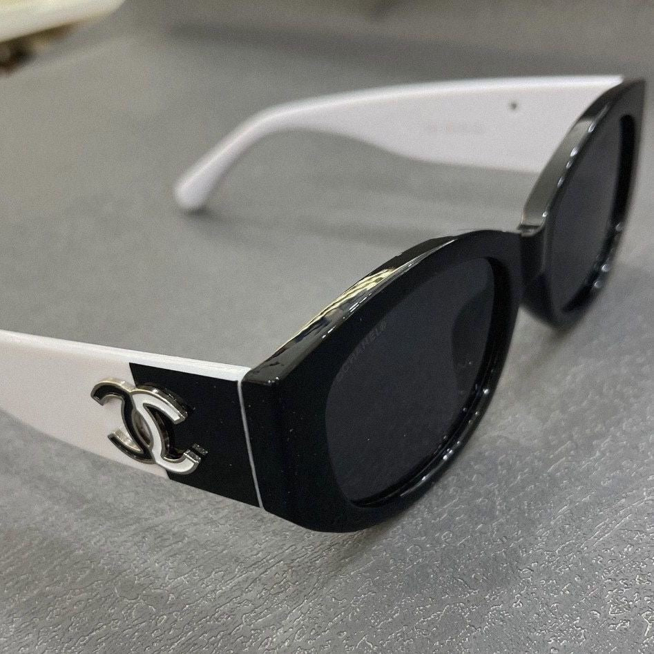 Slim Frame Contrast White Arms Sunglasses