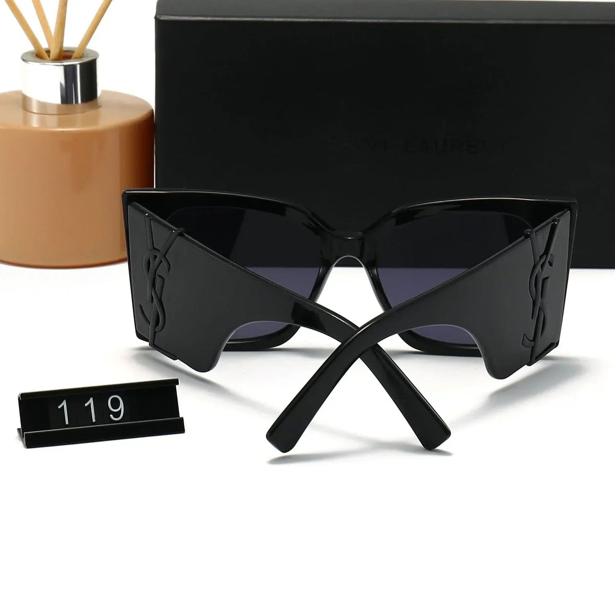 Oversized Black Gold Accent Sunglasses