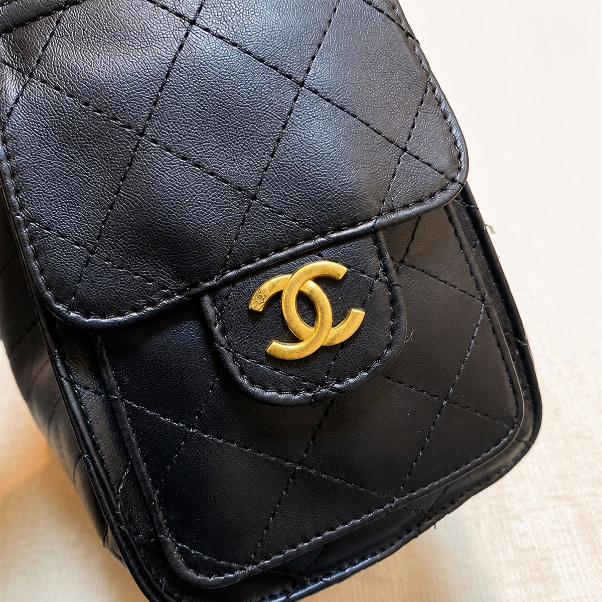 Black Leather Bucket Bag