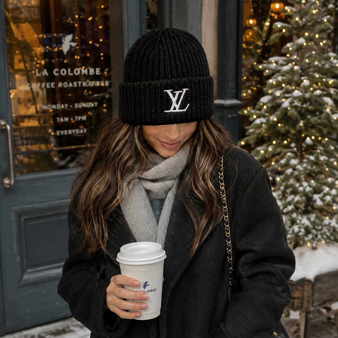 Black Ribbed Knit Beanie