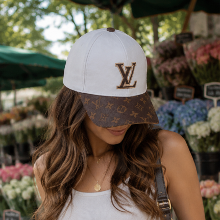 White Brown Casual Baseball Hat