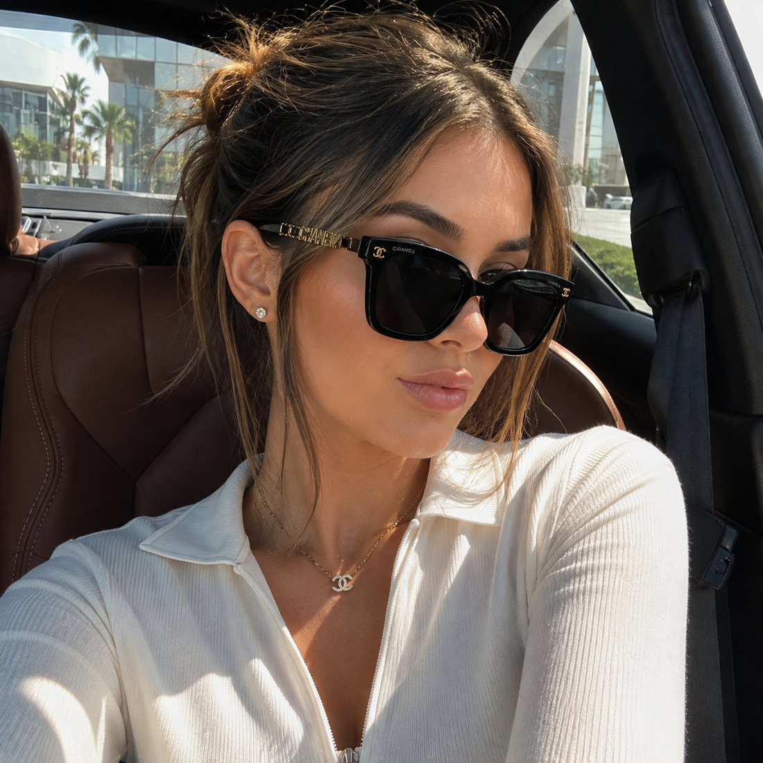Oversized Black Gold Detai Sunglasses