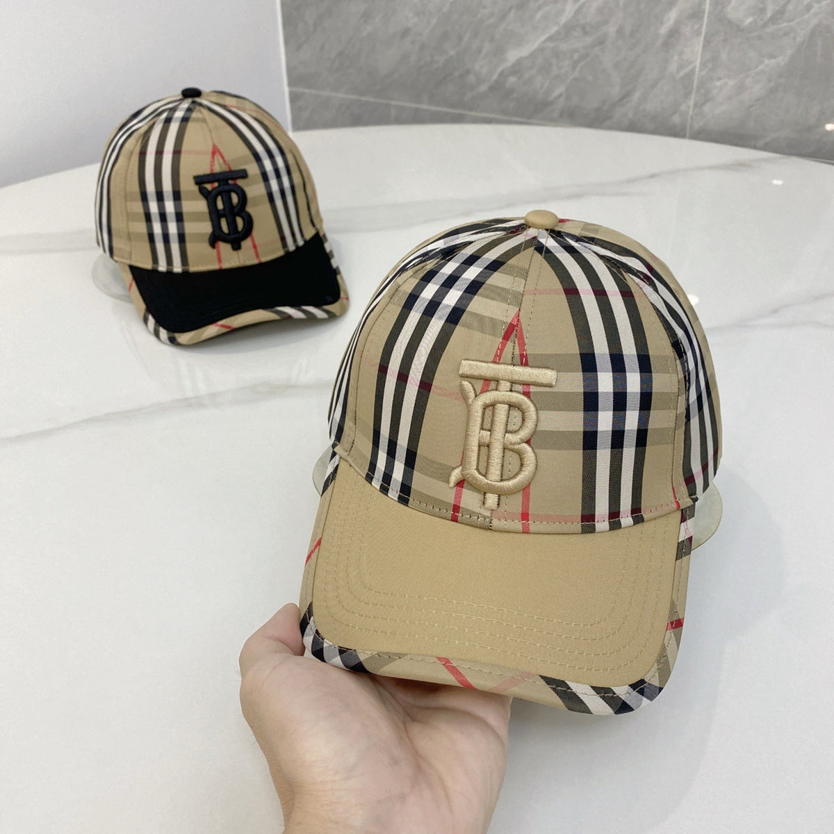 Brown Check Baseball Cap