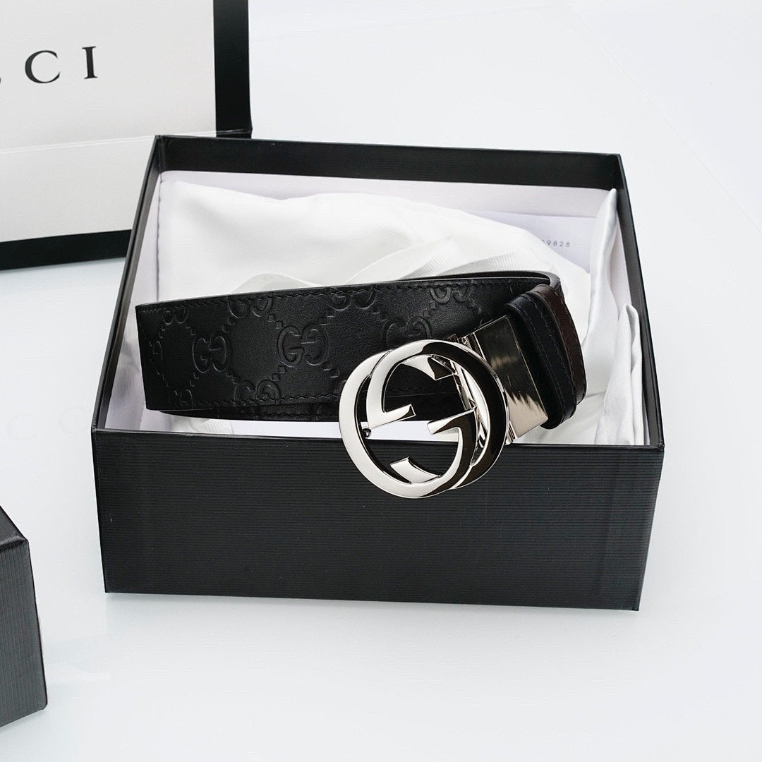 Embossed Silver Buckle Belt