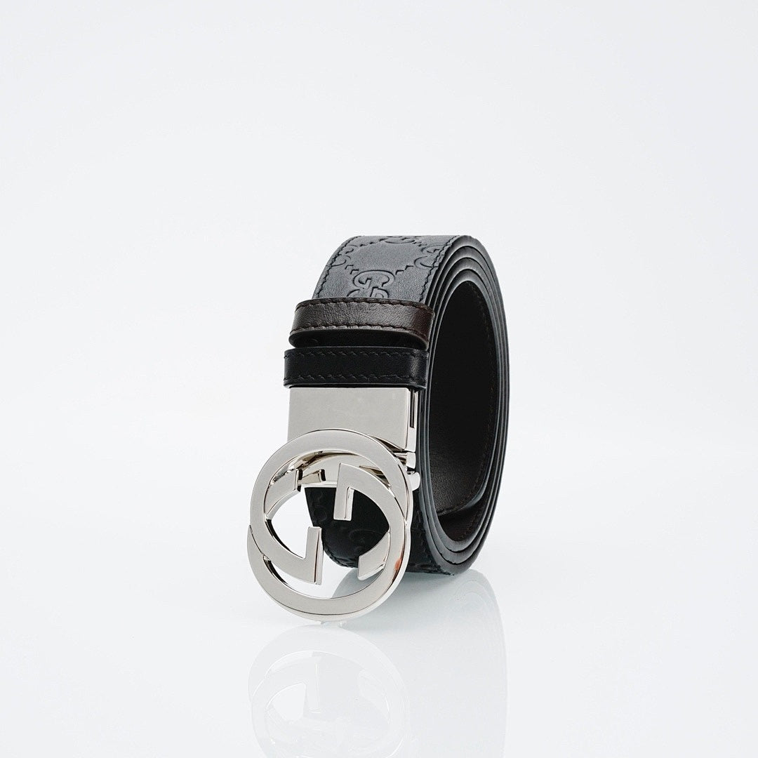 Embossed Silver Buckle Belt