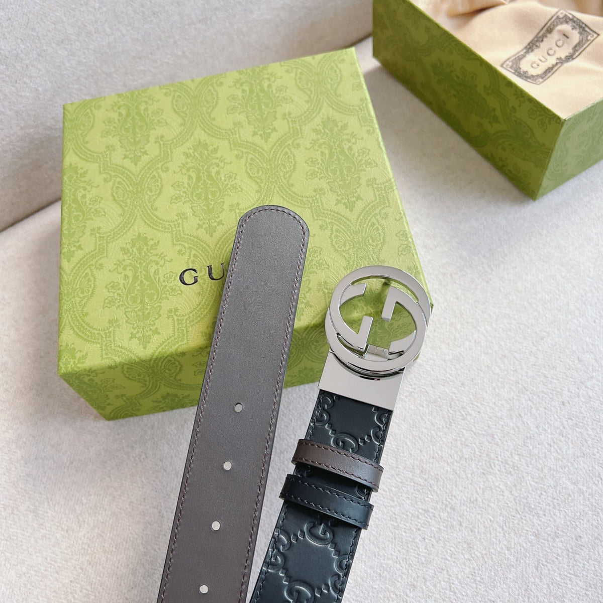 Black Embossed Leather Belt