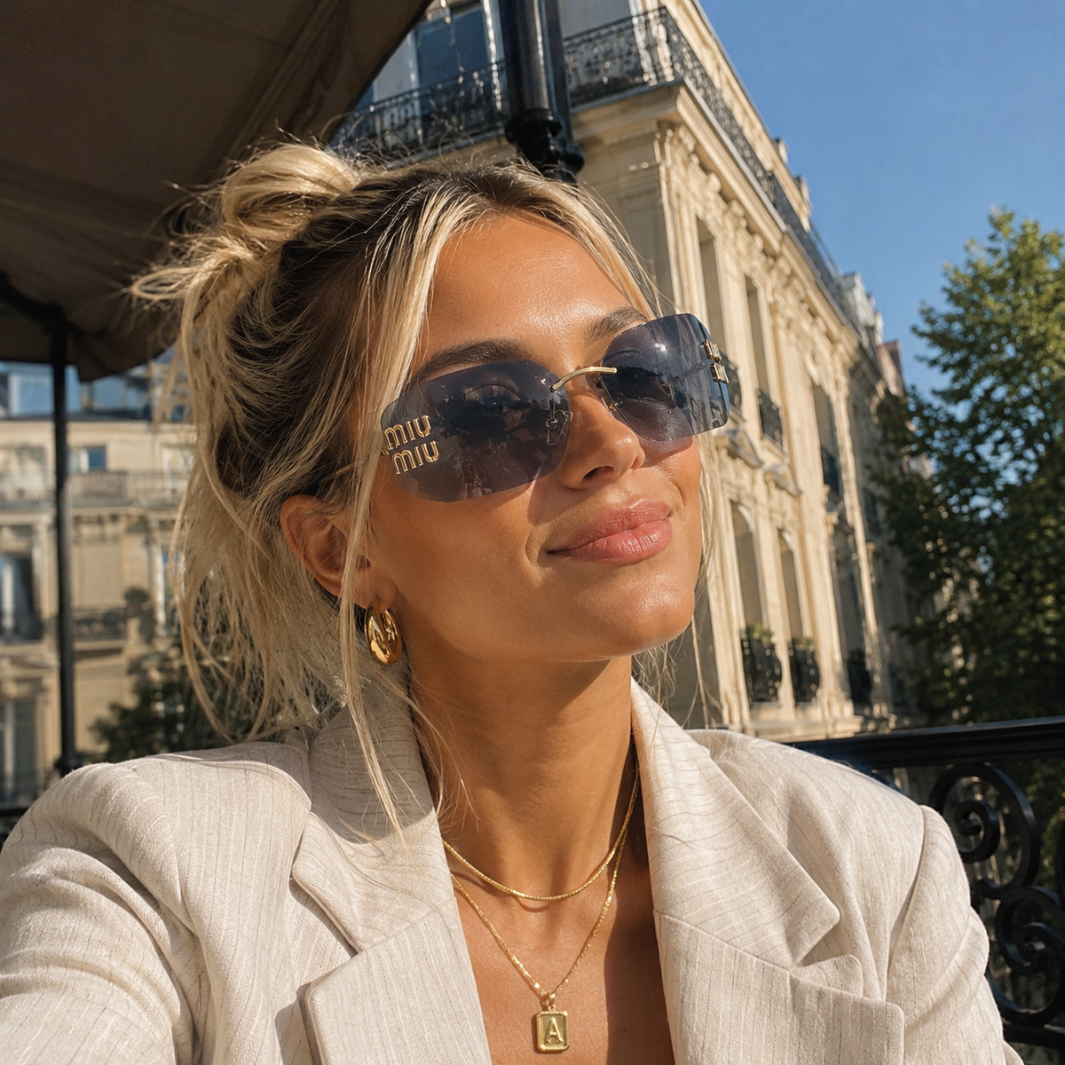Fashion Rimless Dark Lenses Sunglasses