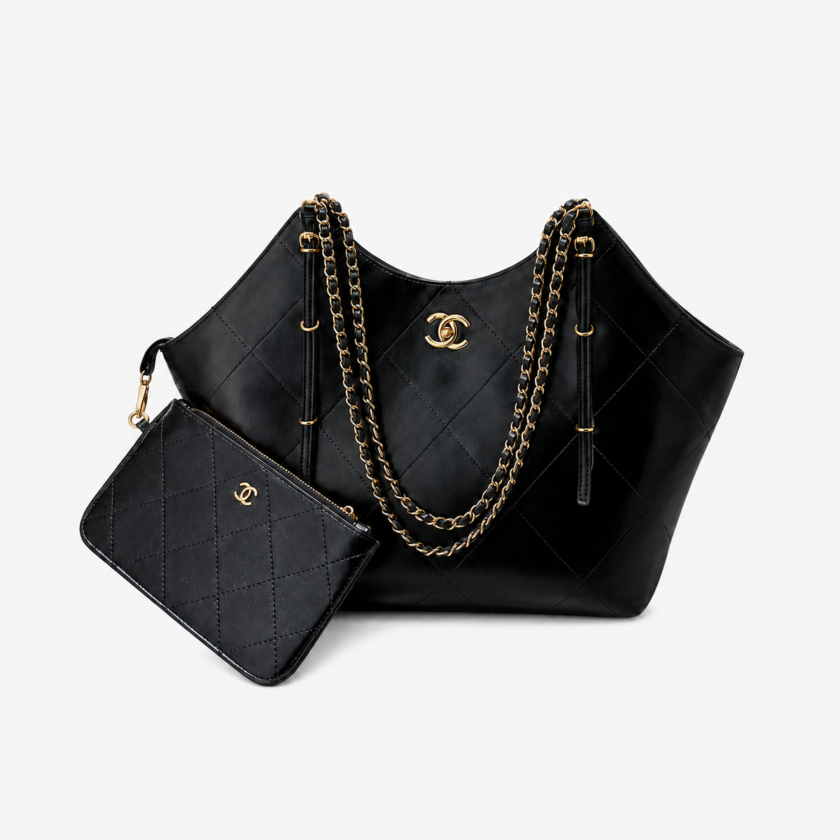 Black Leather Commuter Shoulder Bag