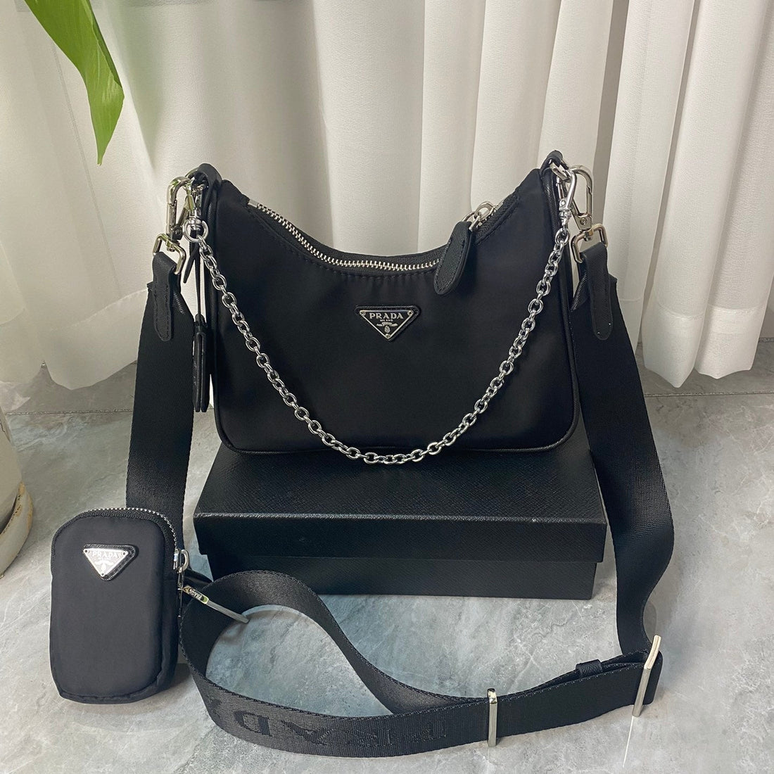 Nylon Crescent Shoulder Bag