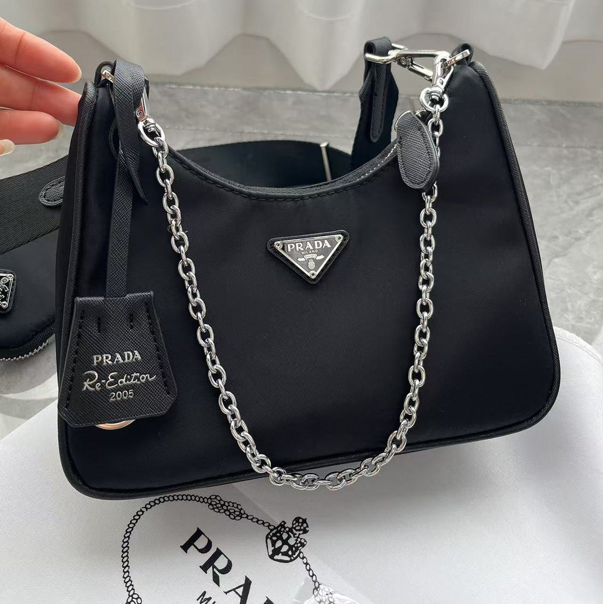 Nylon Crescent Shoulder Bag