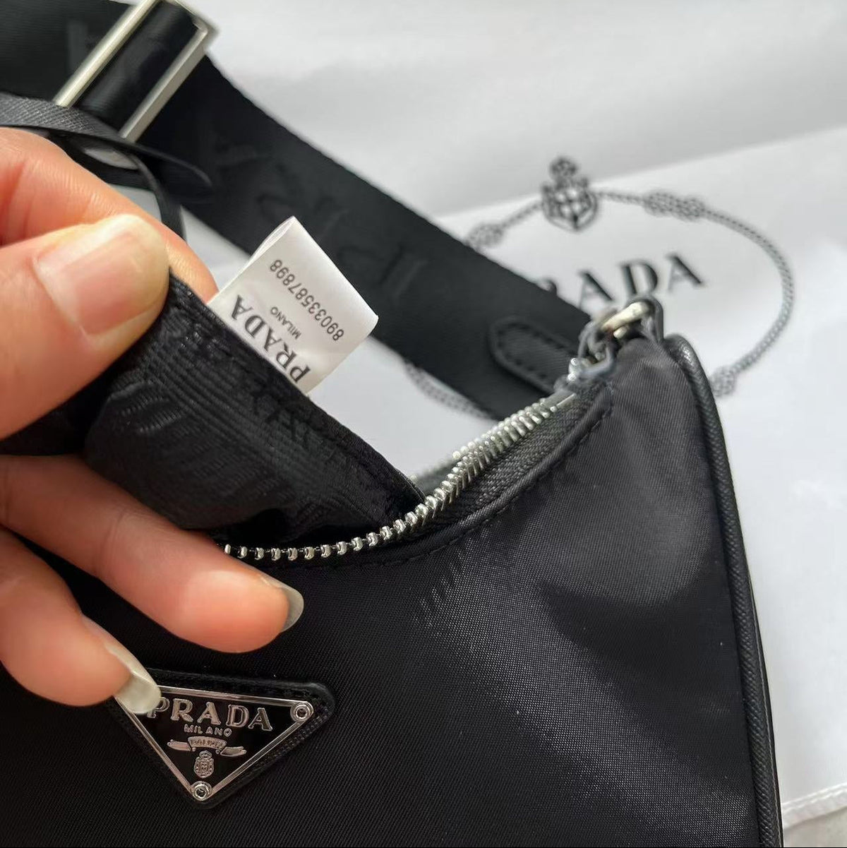 Nylon Crescent Shoulder Bag