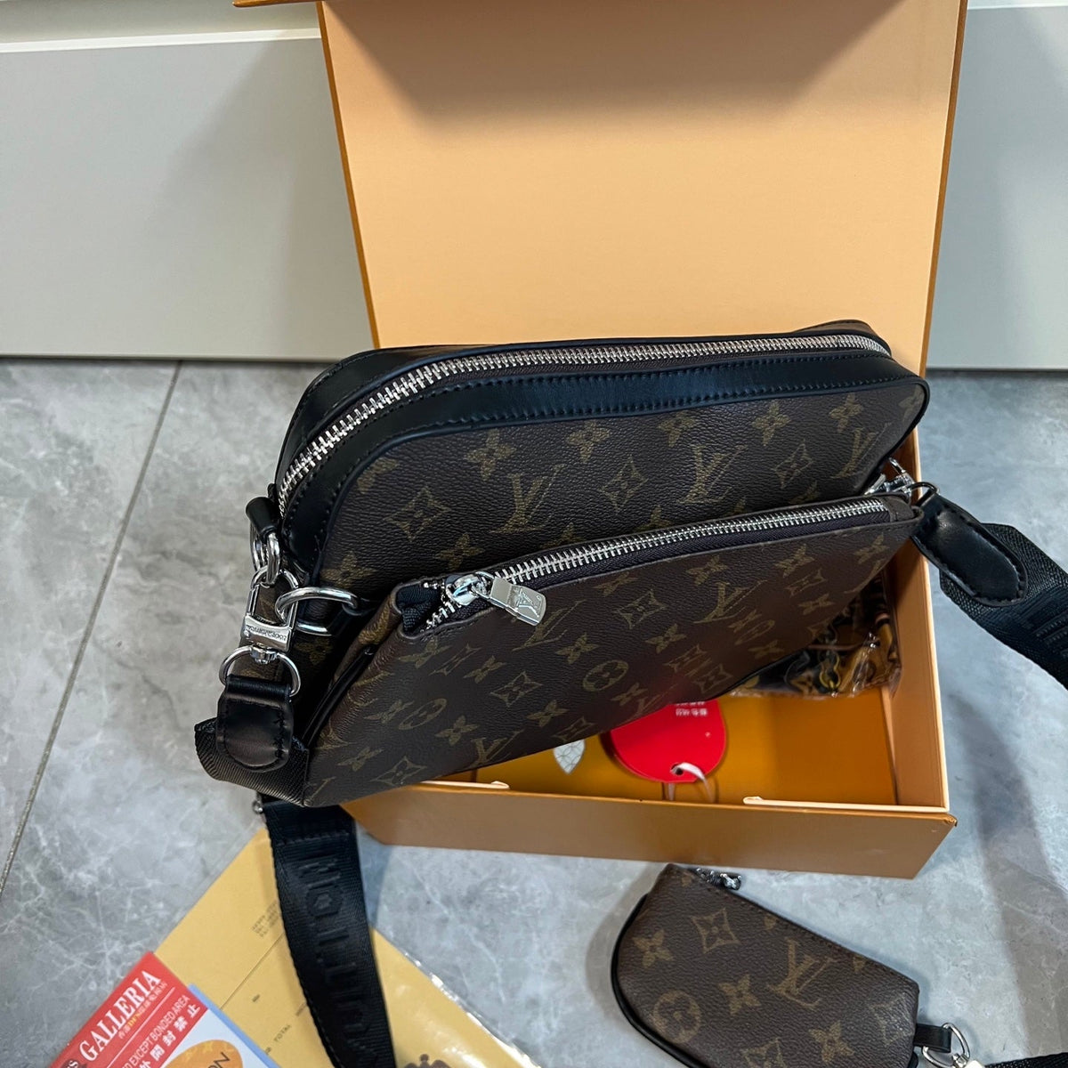 Leather Messenger Crossbody Bag