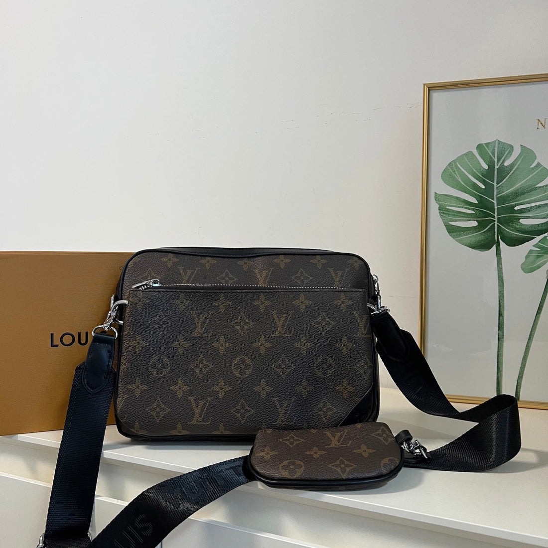 Leather Messenger Crossbody Bag