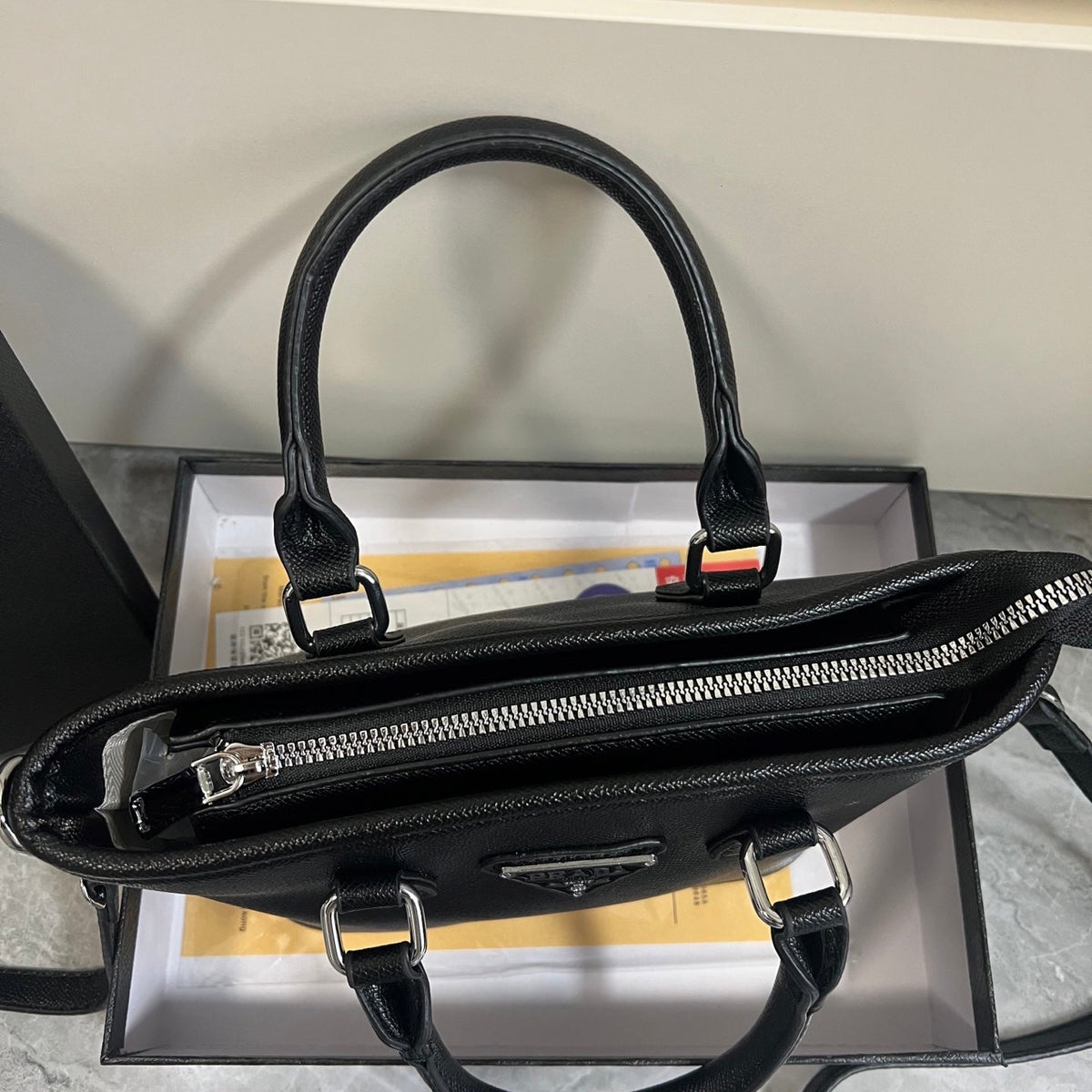 Leather Inspired Black Mini Tote Crossbody Bag