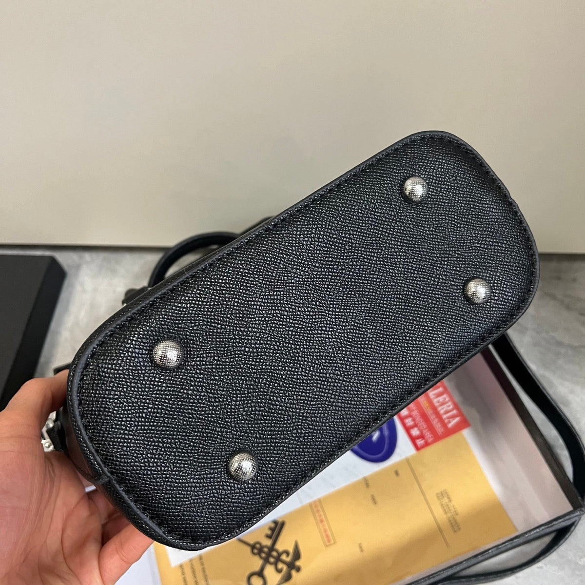Leather Inspired Black Mini Tote Crossbody Bag