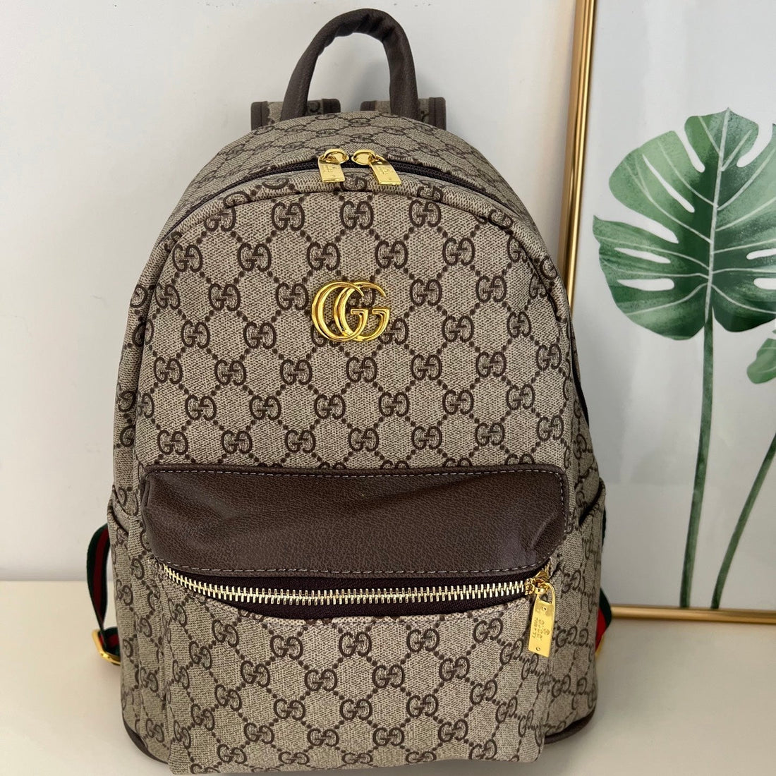 Brown  Canvas Monogram Casual Backpack