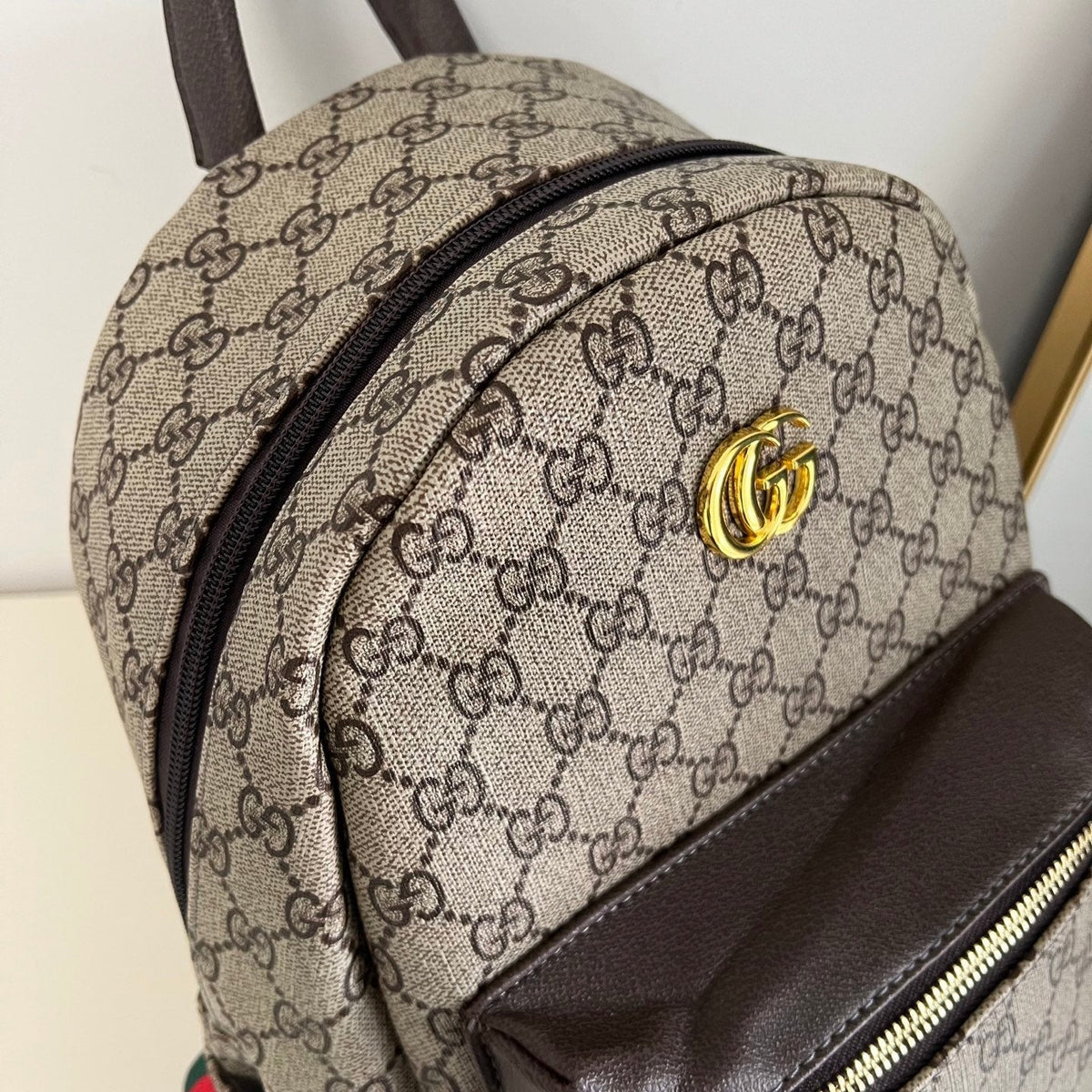 Brown  Canvas Monogram Casual Backpack