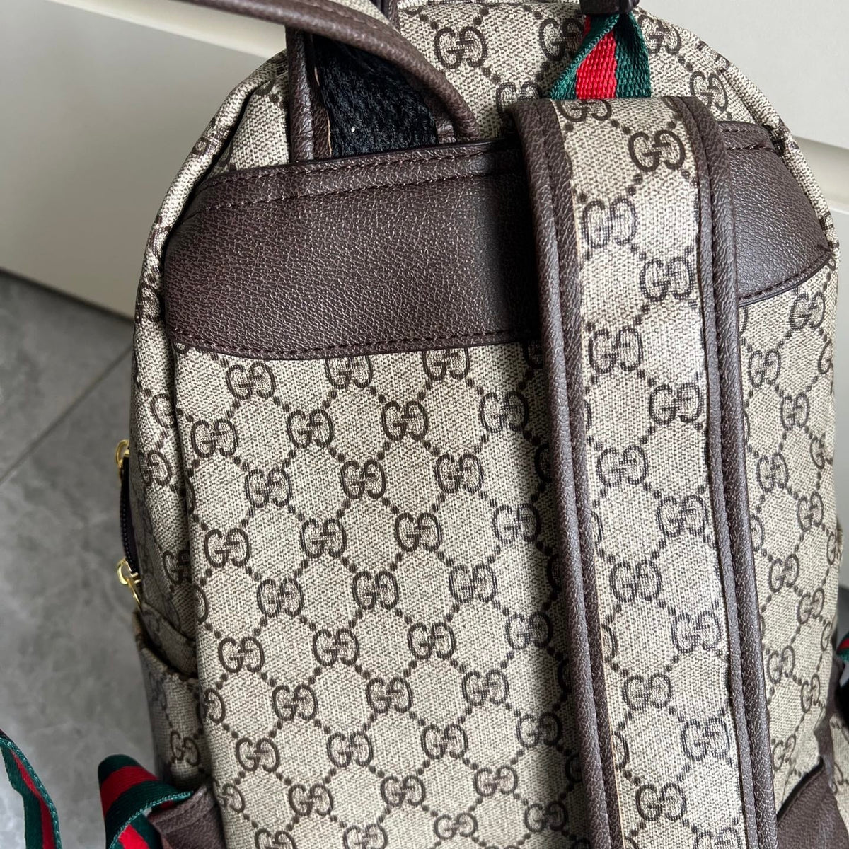 Brown  Canvas Monogram Casual Backpack