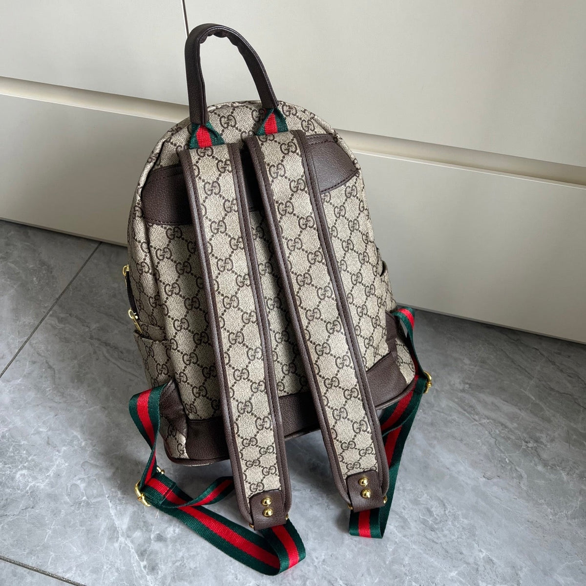 Brown  Canvas Monogram Casual Backpack