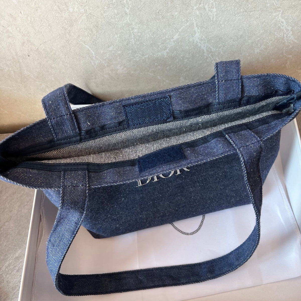 Navy Denim Tote Bag