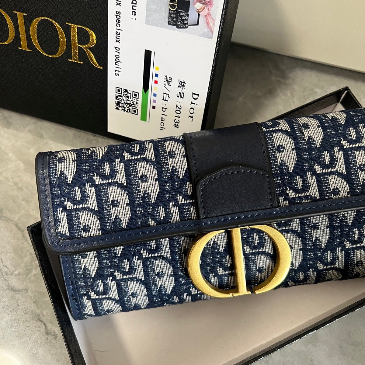 Blue Canvas Clutch Wallet