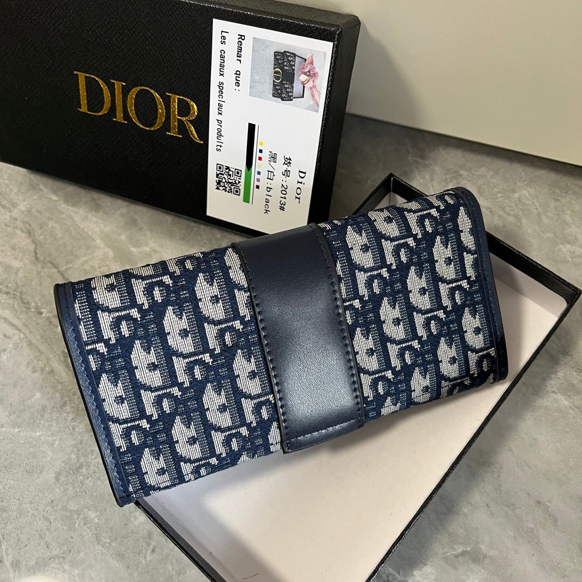 Blue Canvas Clutch Wallet