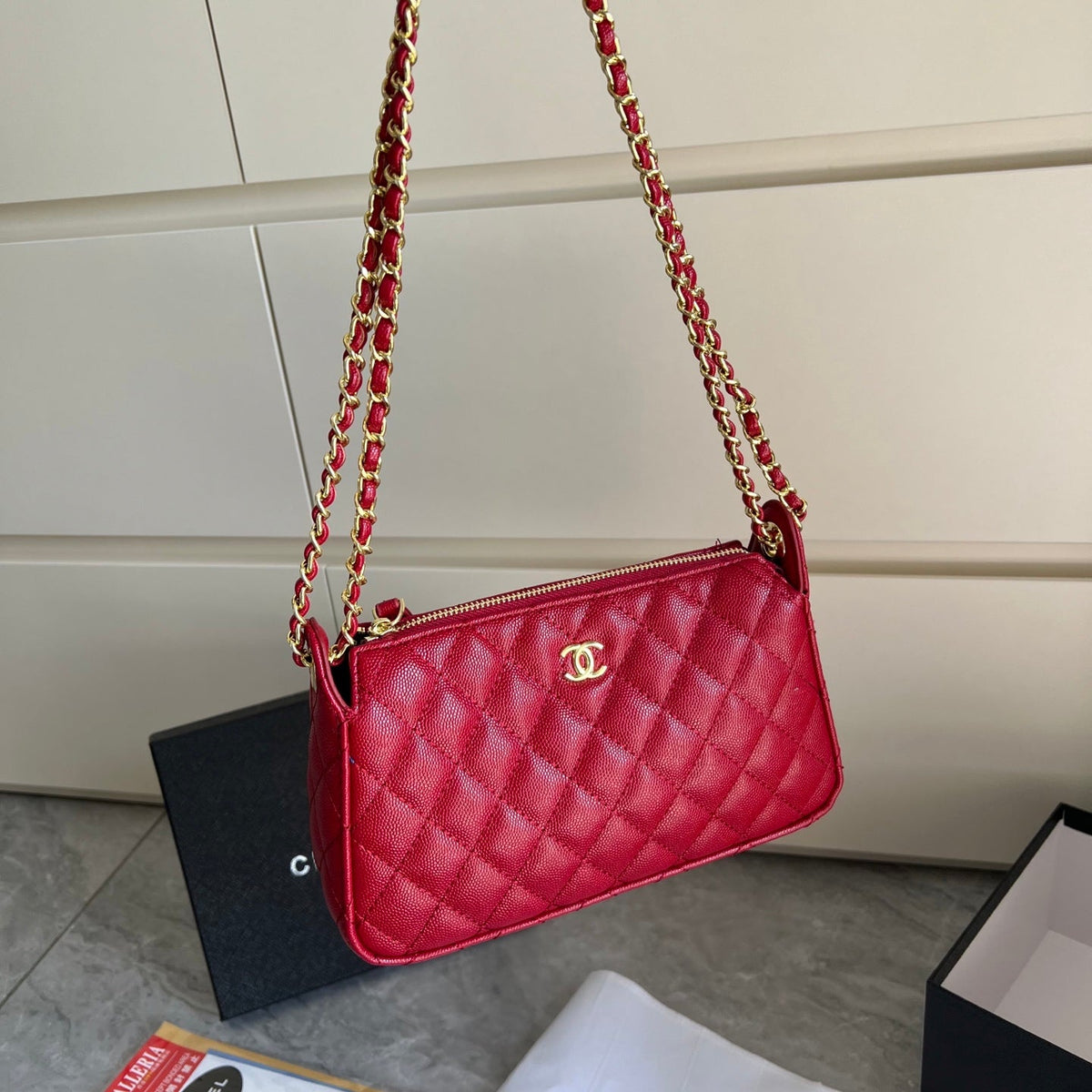 Red Leather Shoulder Bag