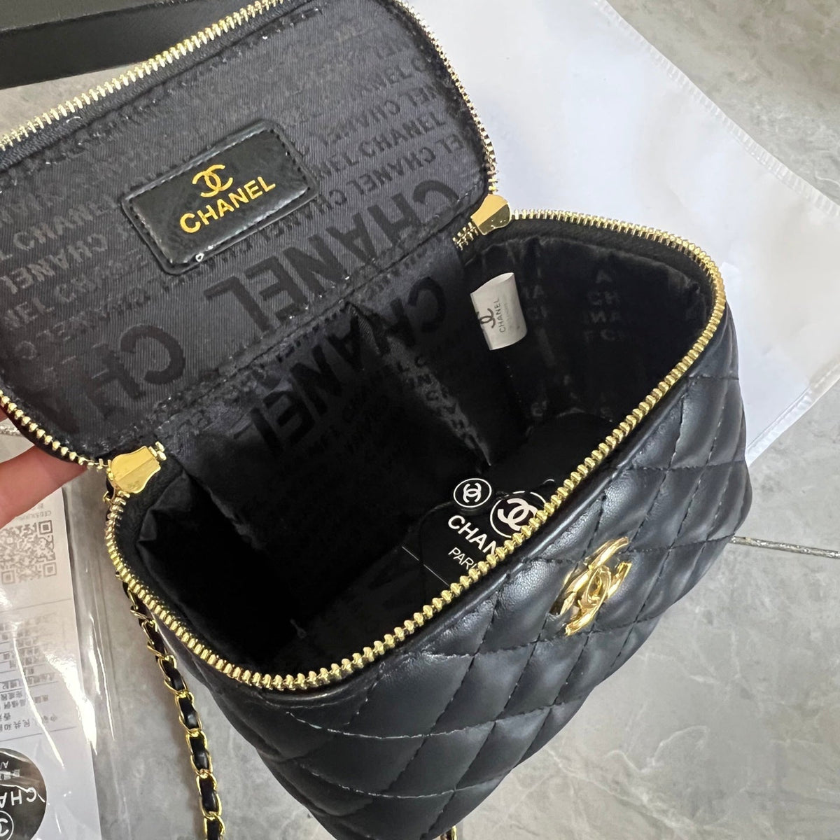 Luxury Black Quilted Makeup Bag