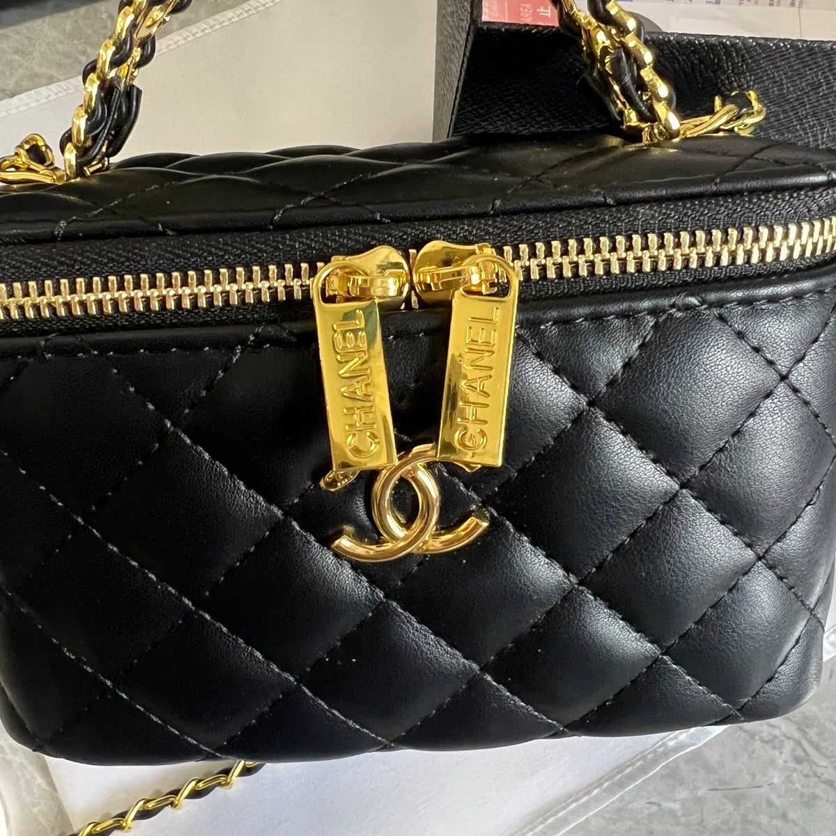 Luxury Black Quilted Makeup Bag