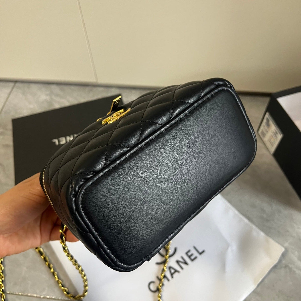 Luxury Black Quilted Makeup Bag