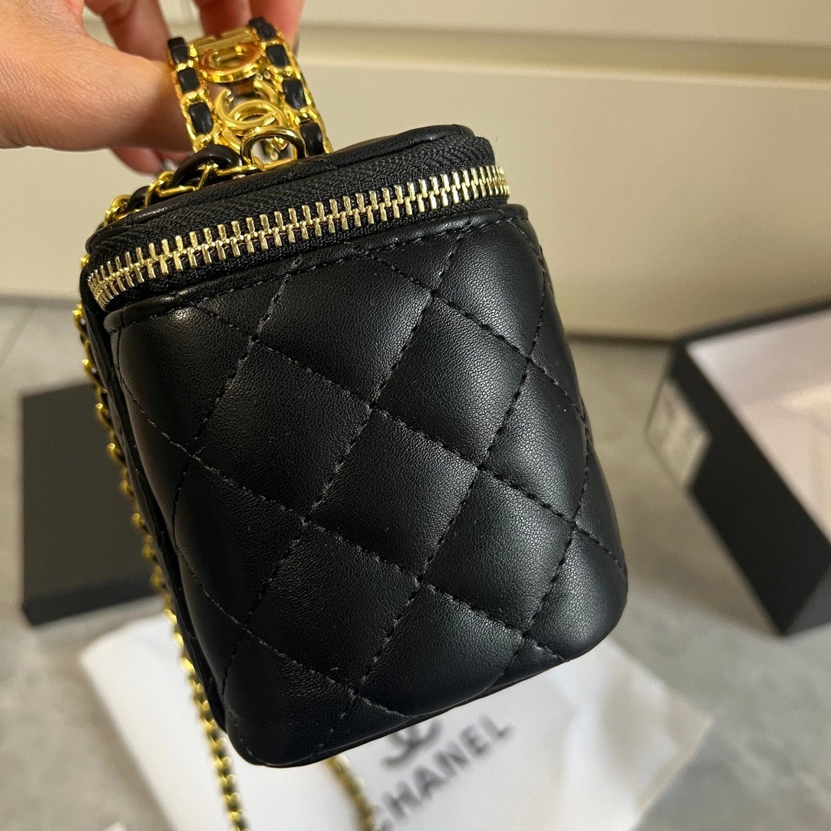 Luxury Black Quilted Makeup Bag