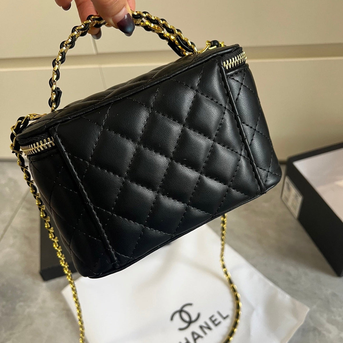 Luxury Black Quilted Makeup Bag
