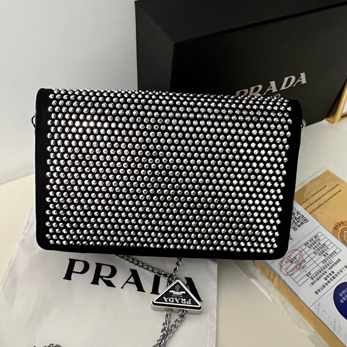 Crystal Embellished Mini Chain Bag