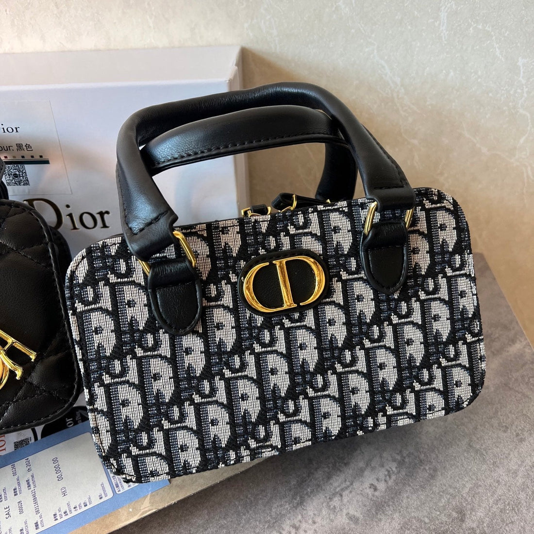 Vintage Black Canvas Crossbody Bag
