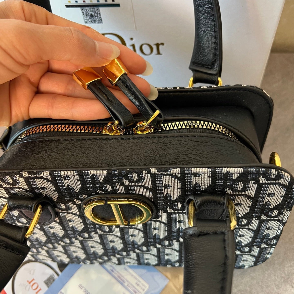 Vintage Black Canvas Crossbody Bag