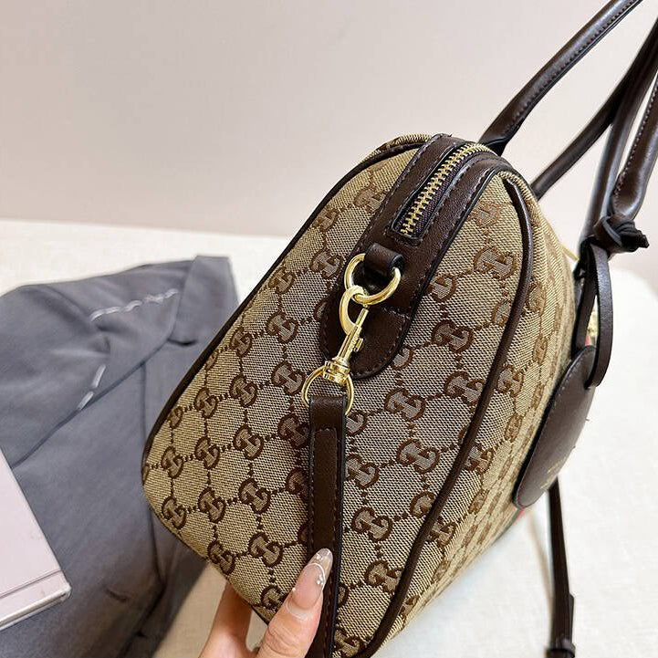 Brown Canvas Monogram Tote Bag