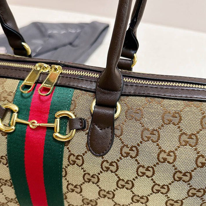 Brown Canvas Monogram Tote Bag