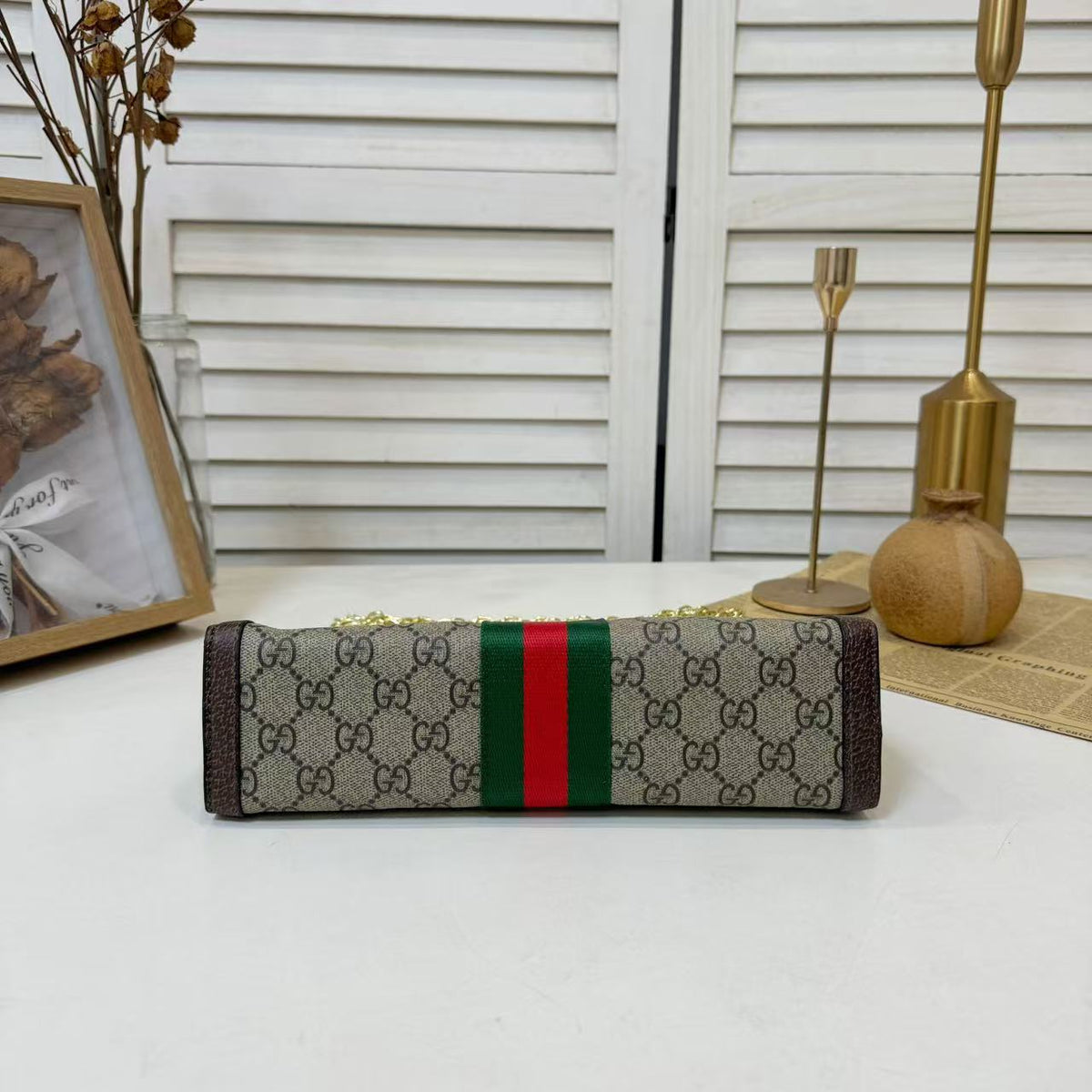 Classic Stripe Leather Shoulder Bag