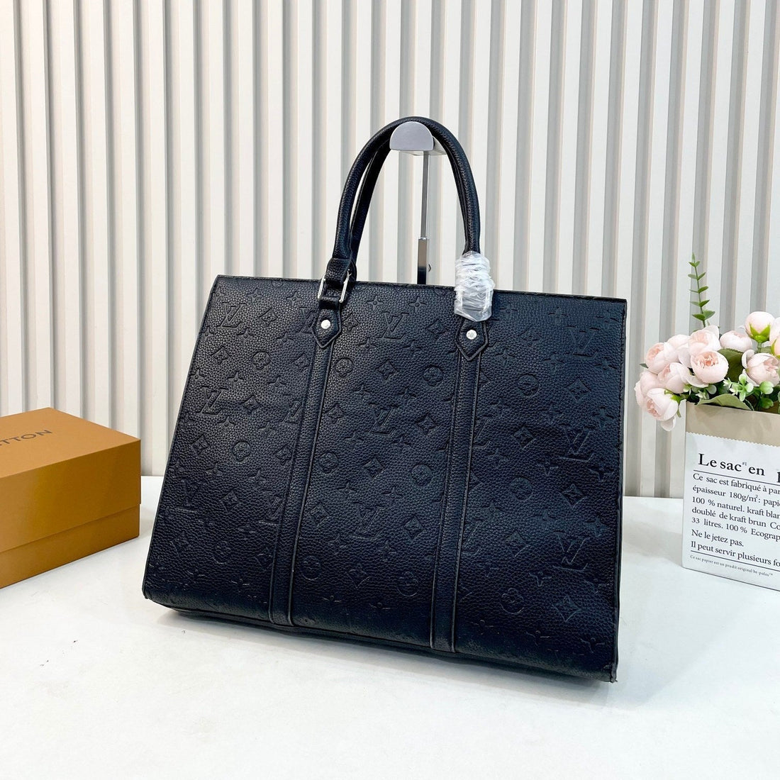 Black Leather Tote Bag