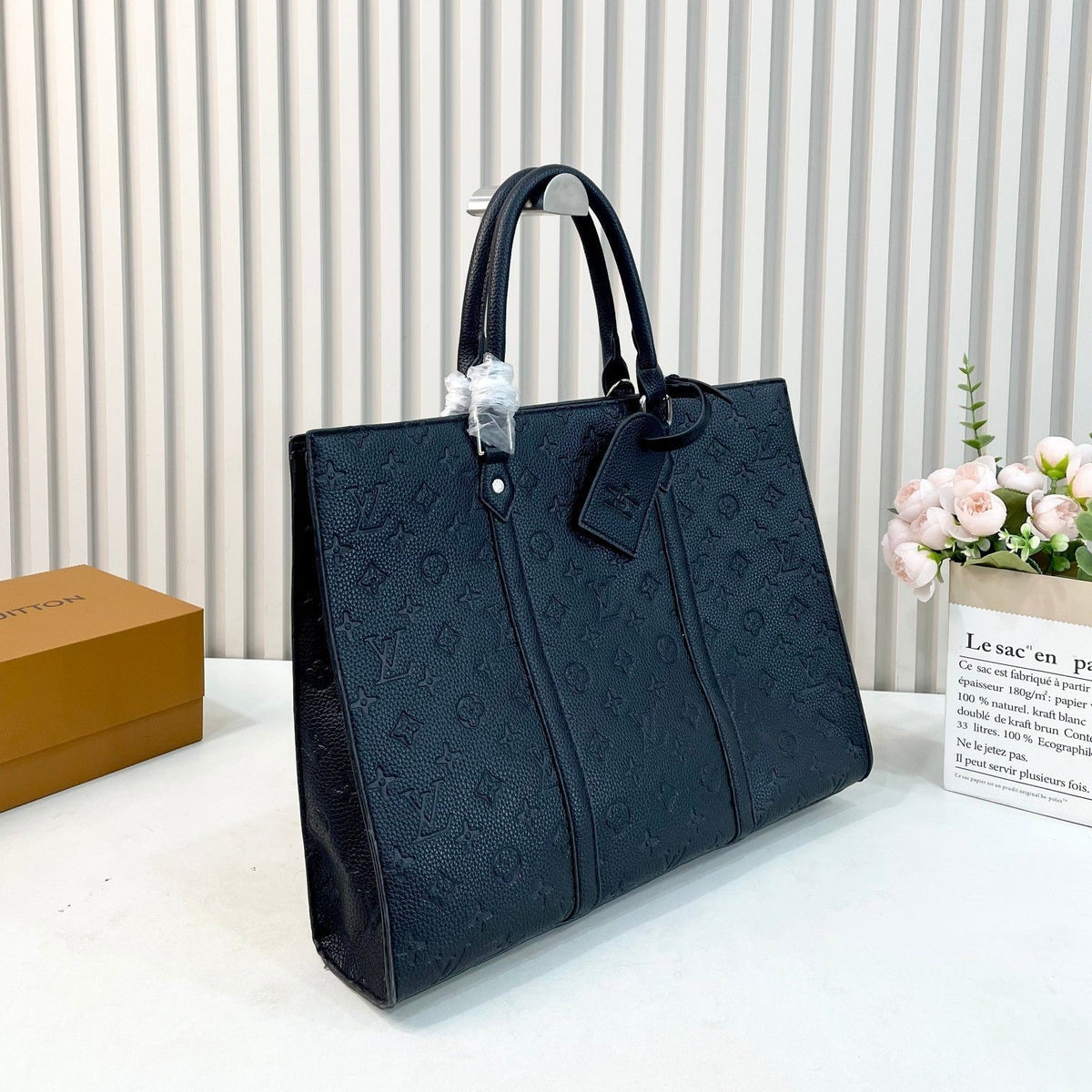 Black Leather Tote Bag