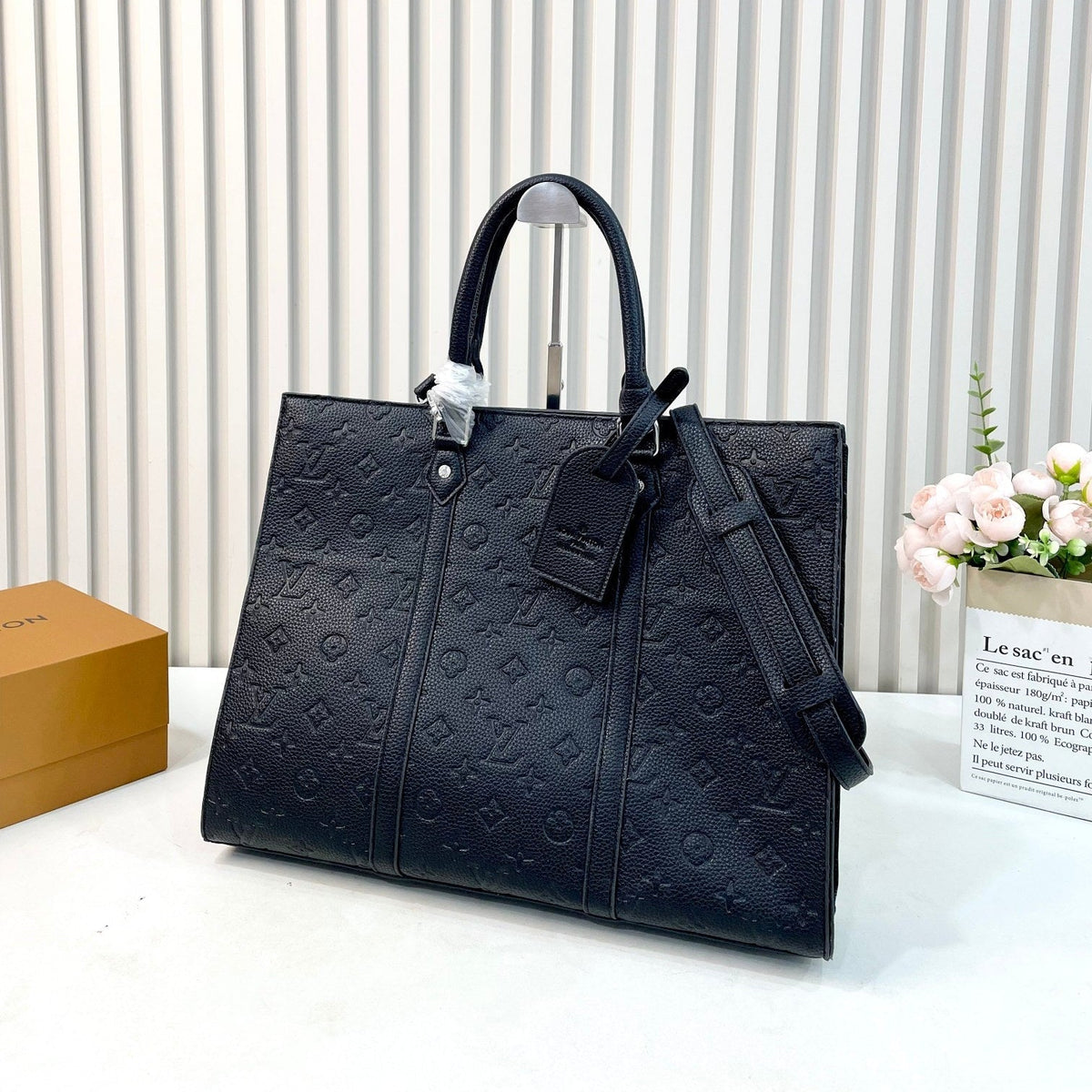 Black Leather Tote Bag