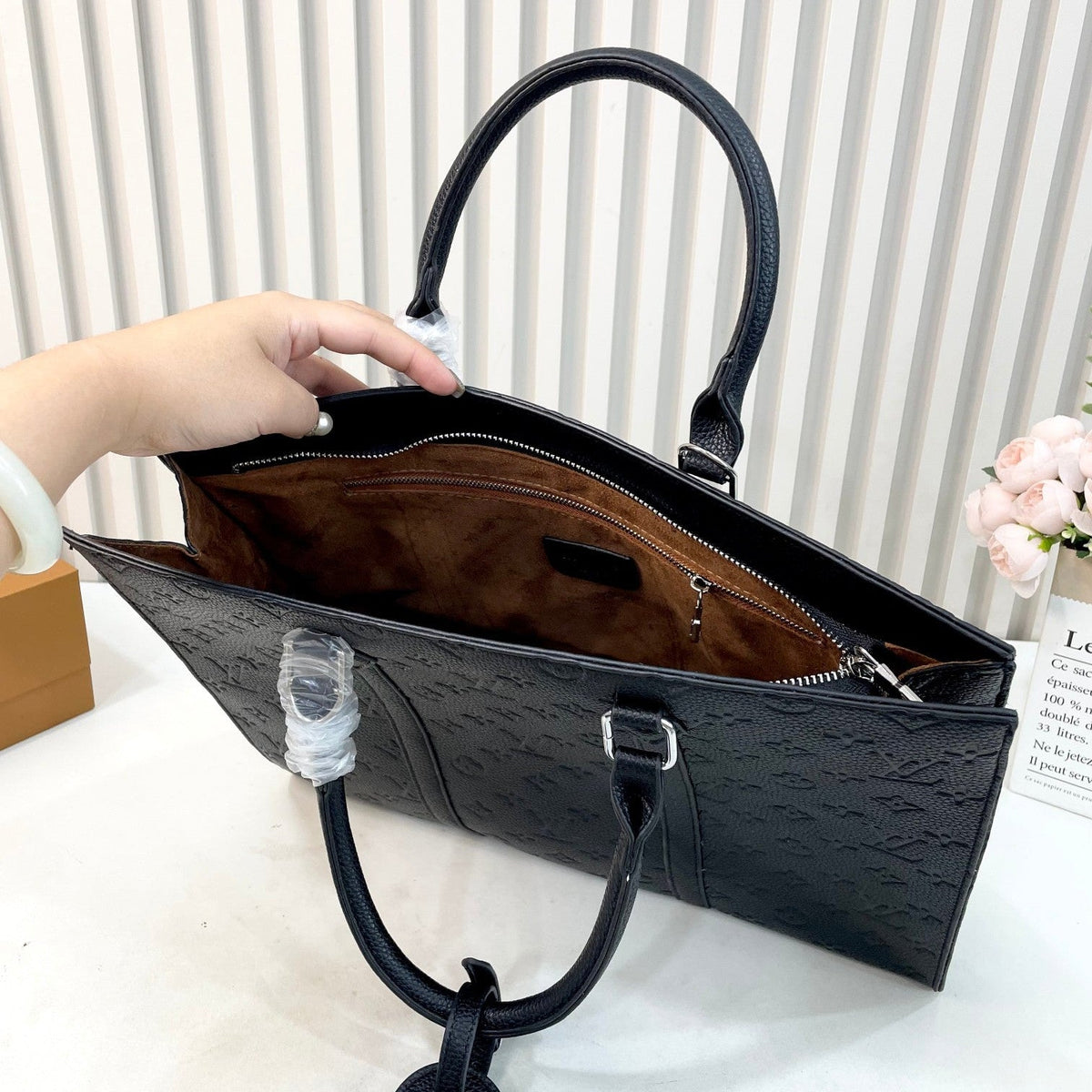 Black Leather Tote Bag