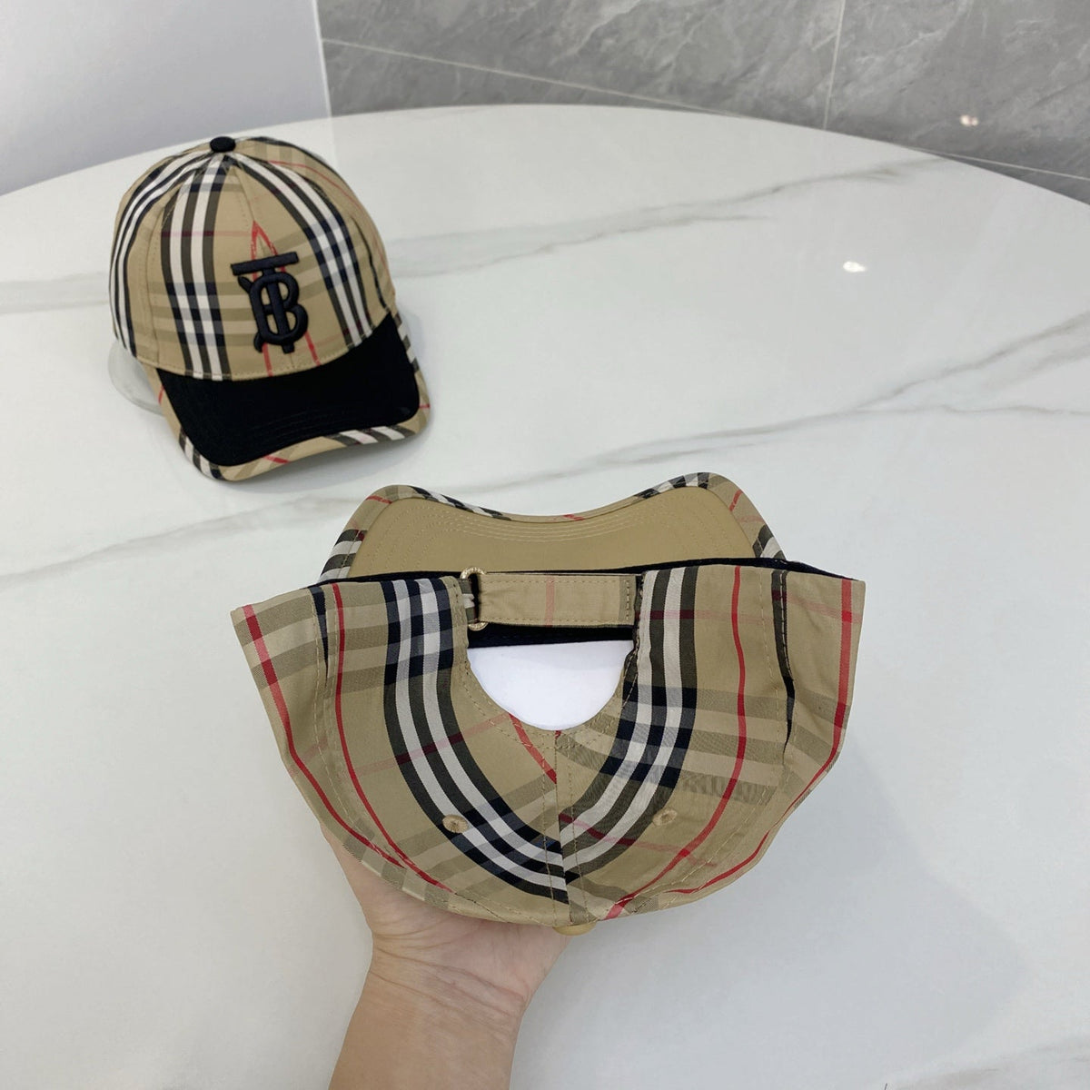 Brown Check Baseball Cap