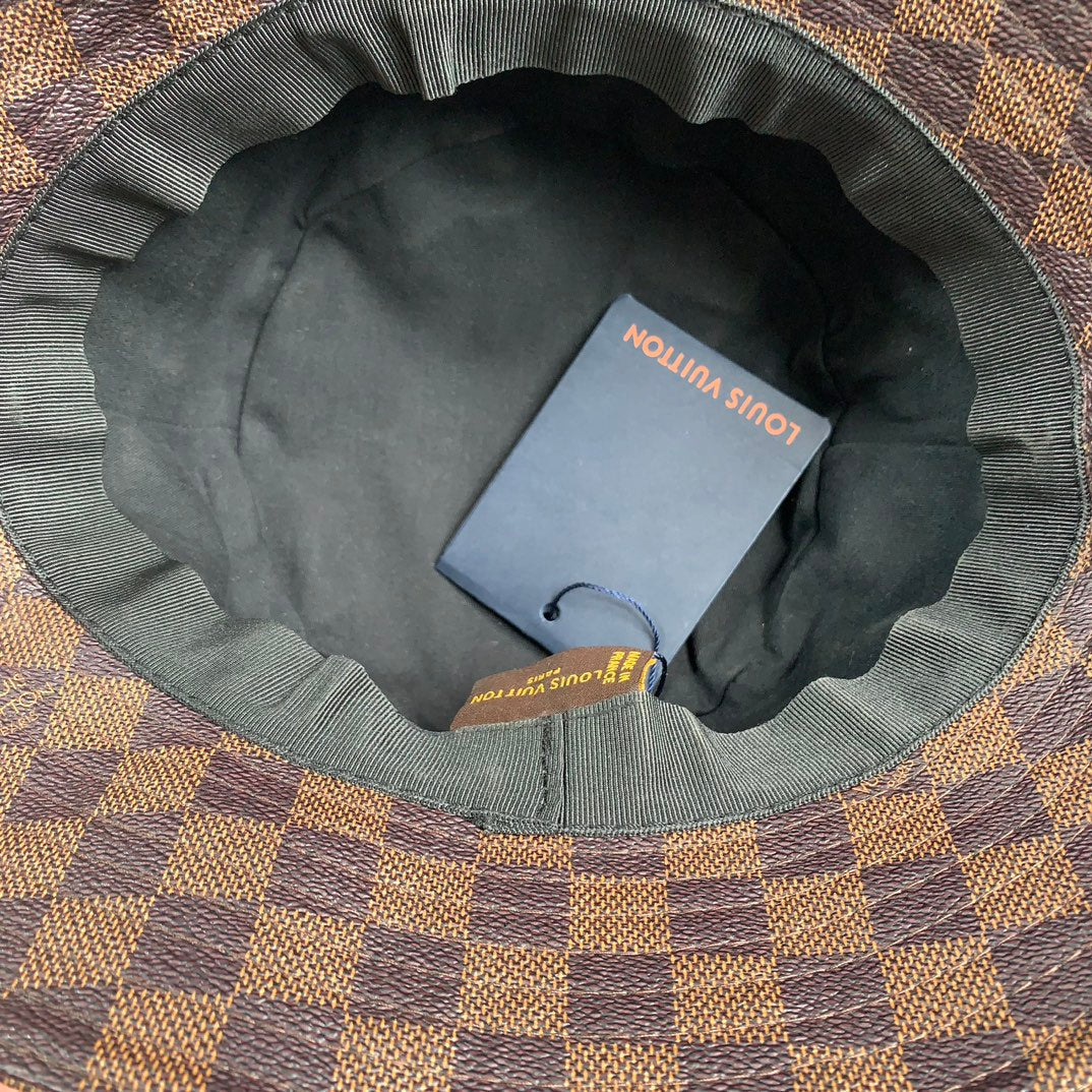 Check Canvas Travel Bucket Hat