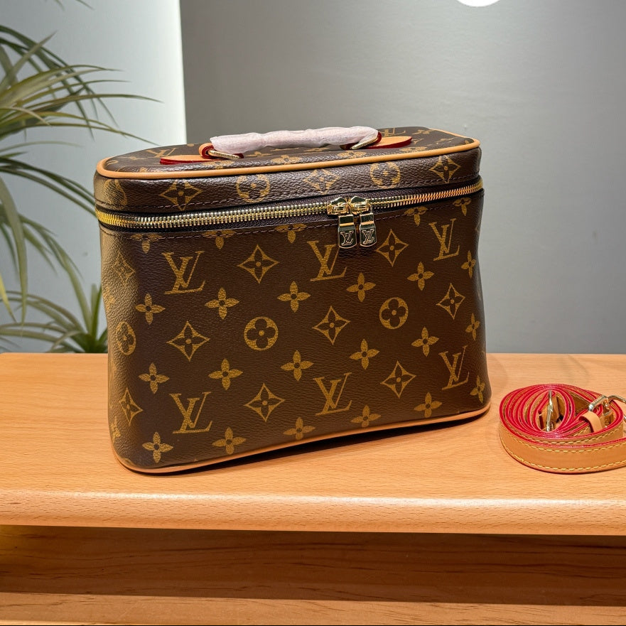 Leather Zip Vanity Bag