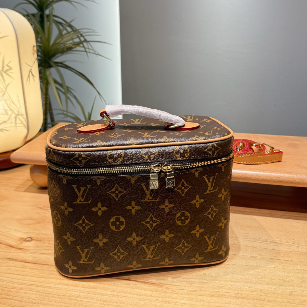 Leather Zip Vanity Bag