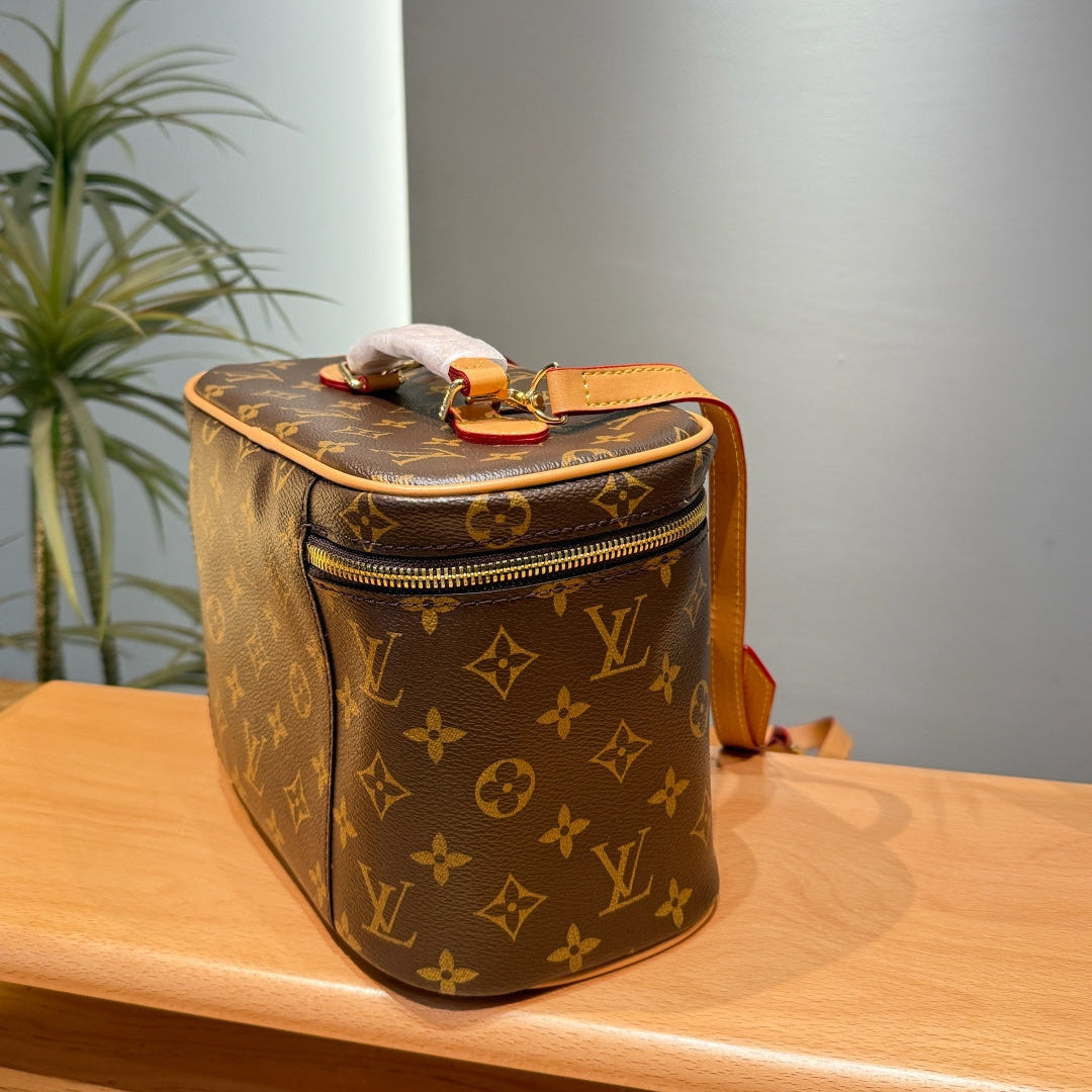 Leather Zip Vanity Bag
