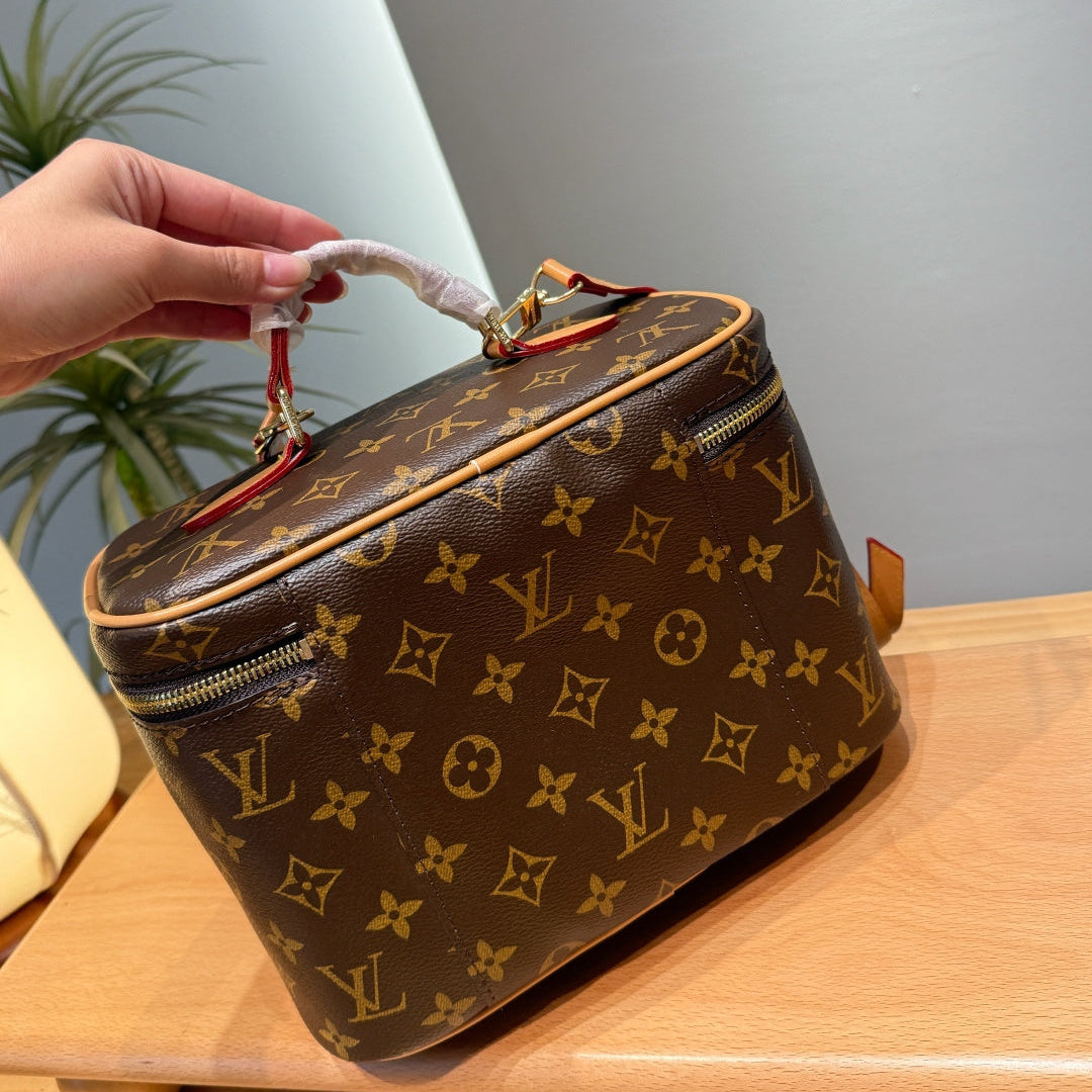 Leather Zip Vanity Bag